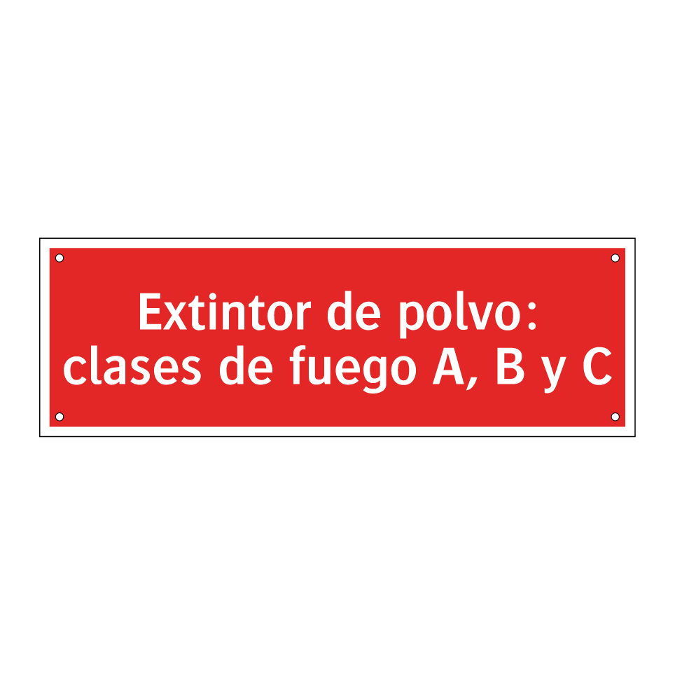 Extintor de polvo: clases de fuego A, B y C