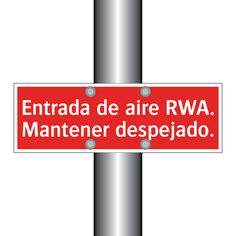 Entrada de aire RWA. Mantener despejado.