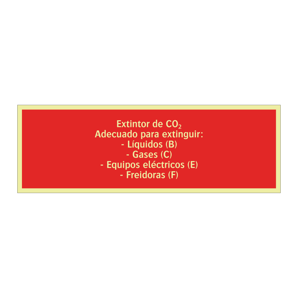 Extintor de CO₂ Adecuado para extinguir: - Líquidos (B) - Gases (C) - Equipos eléctricos (E) - Freidoras (F)