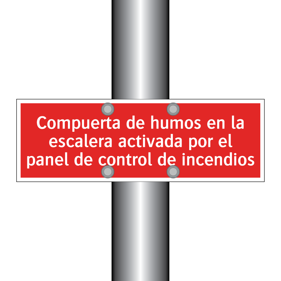 Compuerta de humos en la escalera activada por el panel de control de incendios