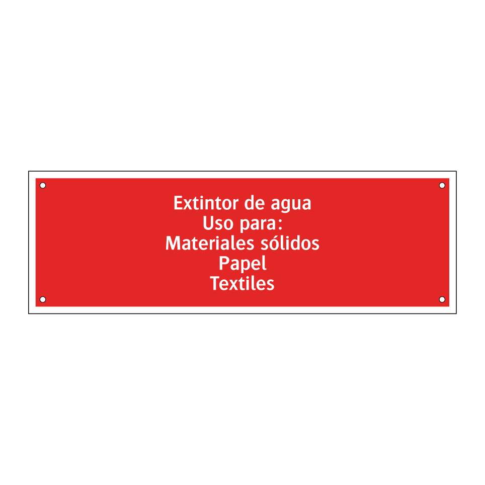 Extintor de agua Uso para: Materiales sólidos Papel Textiles