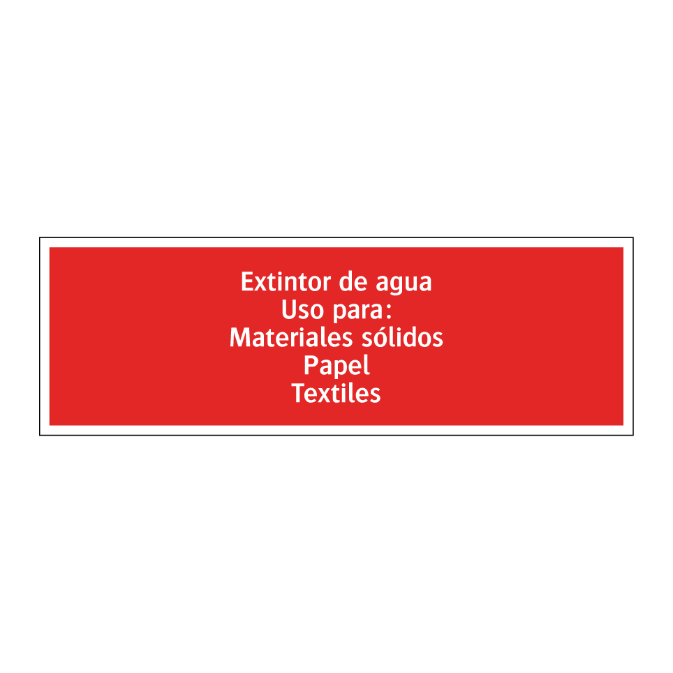 Extintor de agua Uso para: Materiales sólidos Papel Textiles