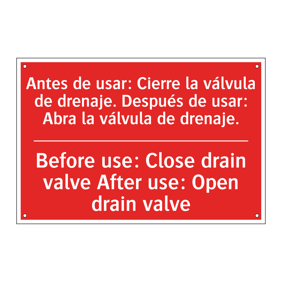 Antes de usar: Cierre la /.../ - Before use: Close drain valve /.../