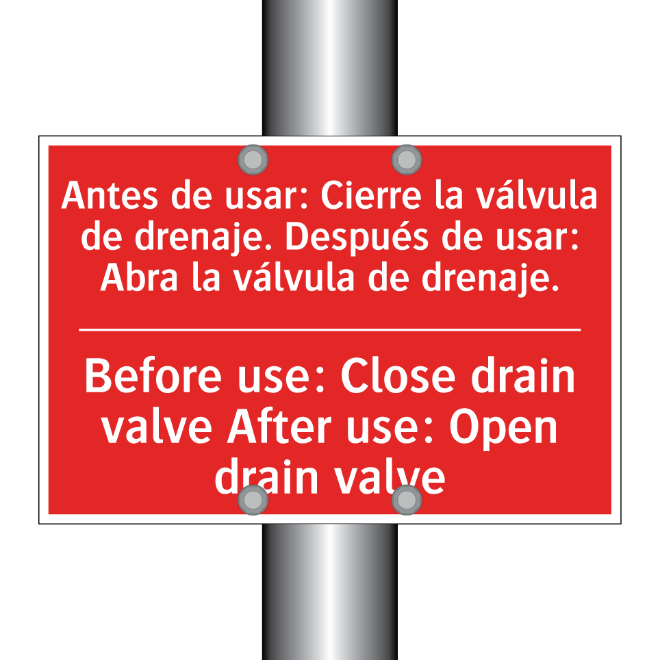 Antes de usar: Cierre la /.../ - Before use: Close drain valve /.../