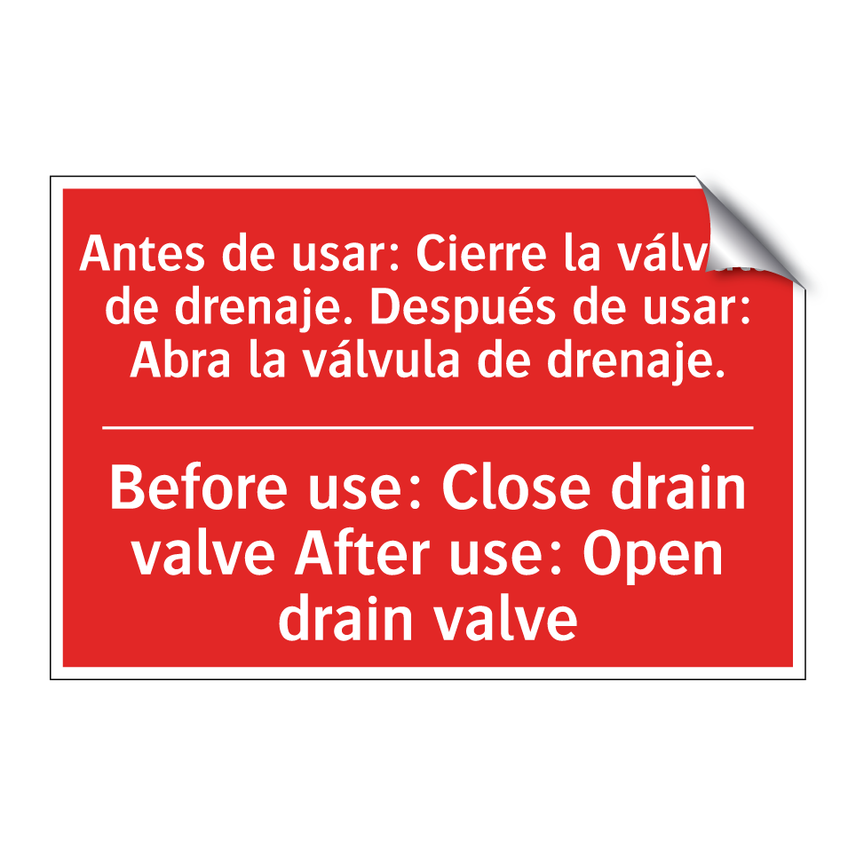 Antes de usar: Cierre la /.../ - Before use: Close drain valve /.../