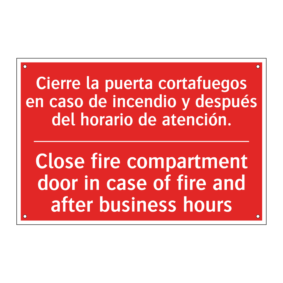 Cierre la puerta cortafuegos /.../ - Close fire compartment door /.../