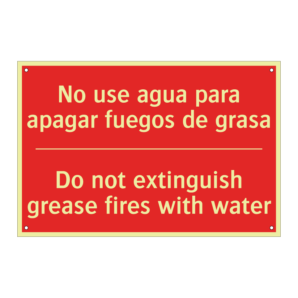 No use agua para apagar /.../ - Do not extinguish grease /.../