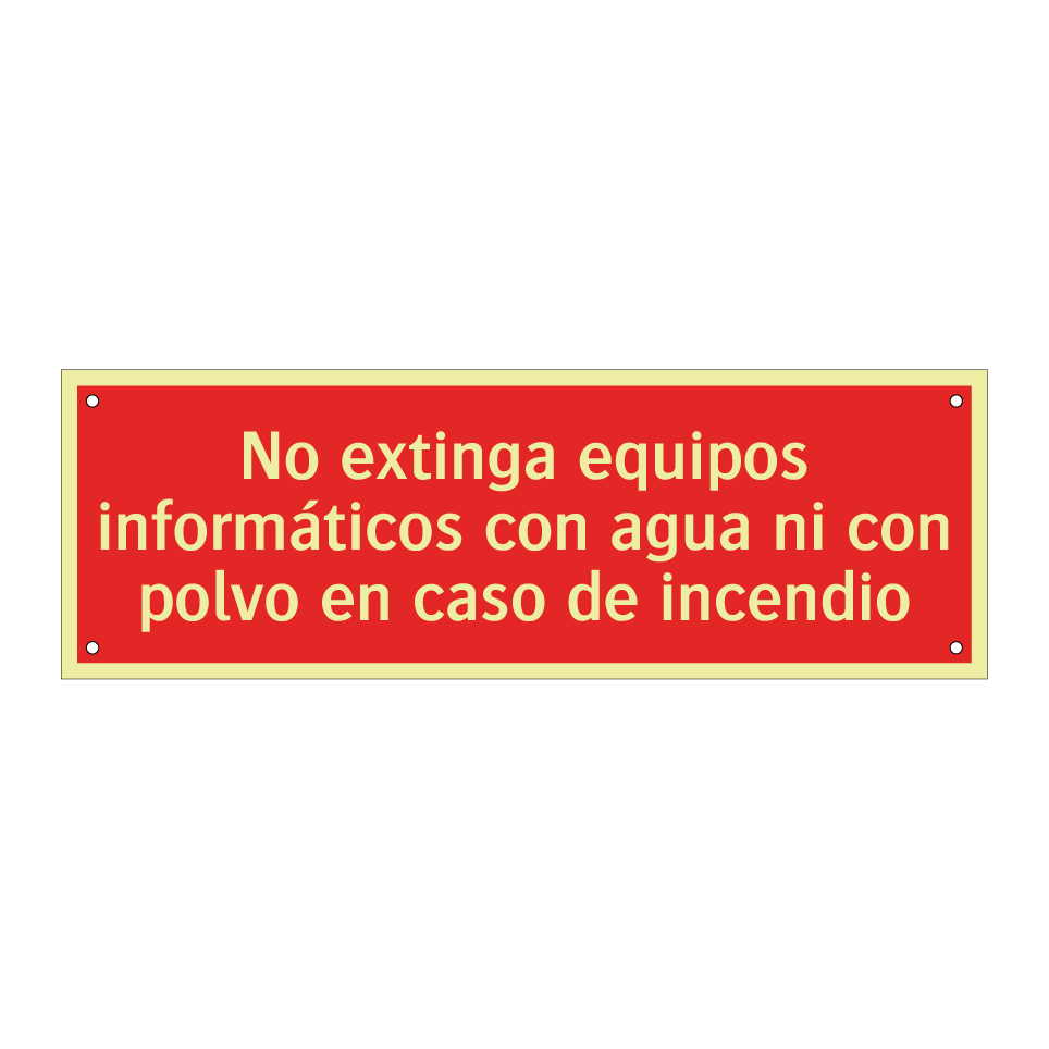 No extinga equipos informáticos con agua ni con polvo en caso de incendio