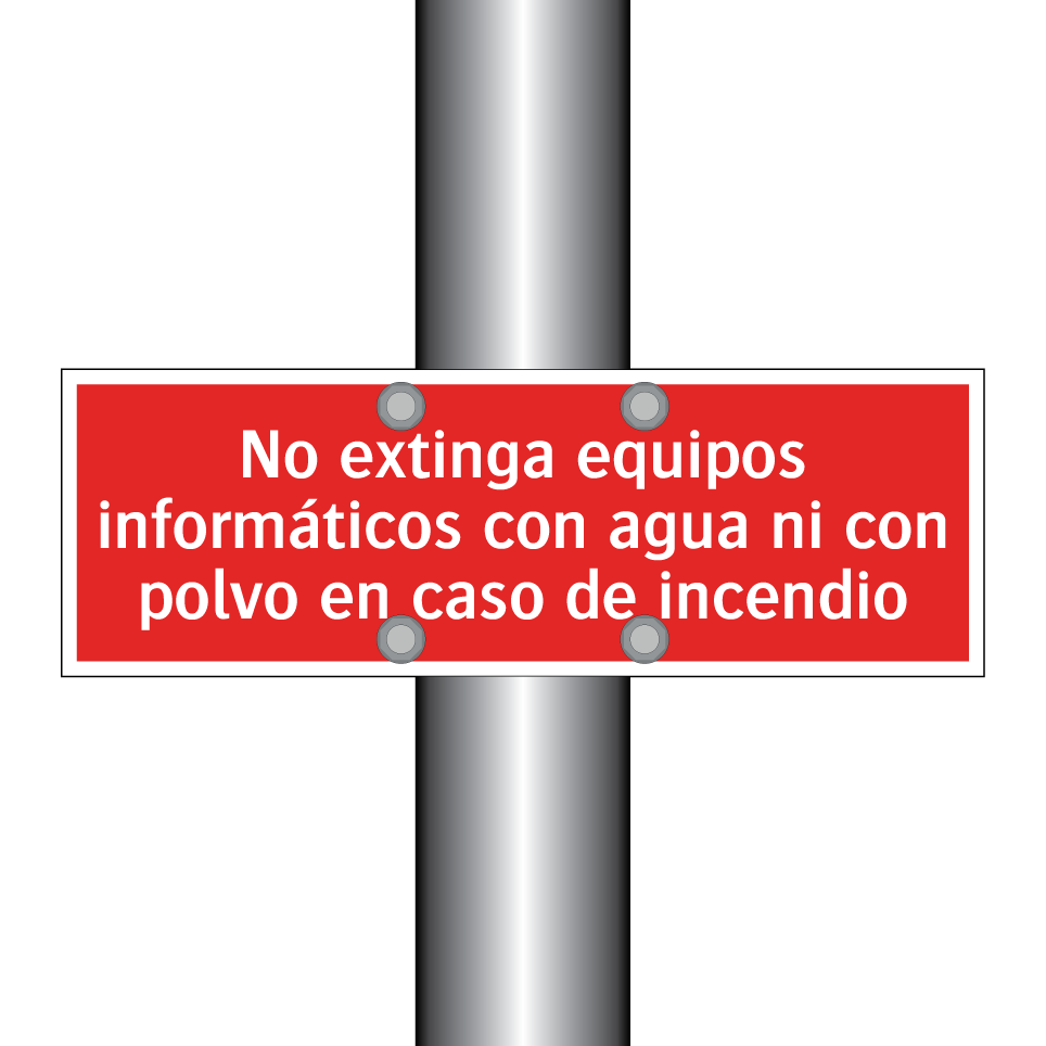 No extinga equipos informáticos con agua ni con polvo en caso de incendio