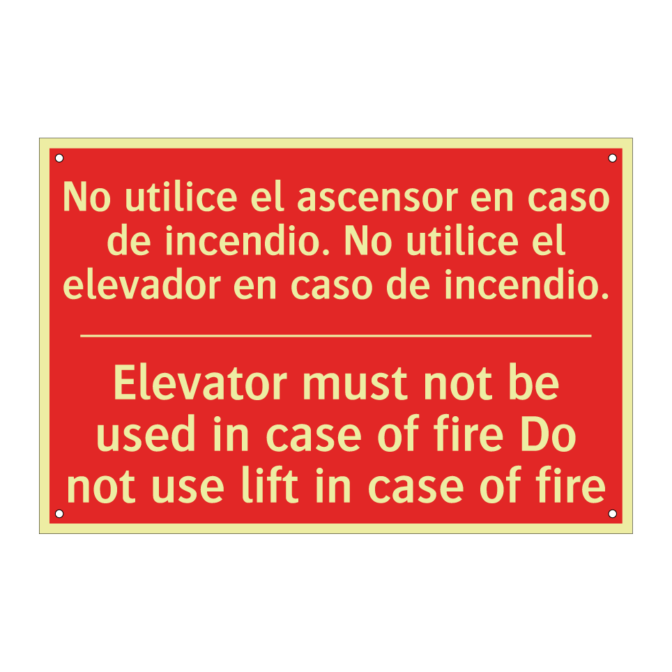 No utilice el ascensor en /.../ - Elevator must not be used in /.../
