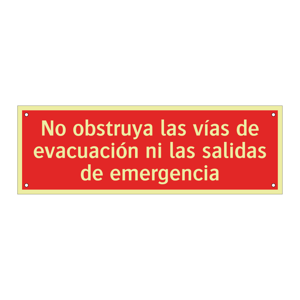 No obstruya las vías de evacuación ni las salidas de emergencia