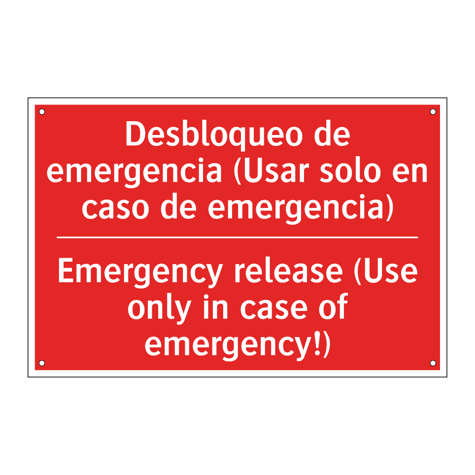 Desbloqueo de emergencia /.../ - Emergency release (Use only /.../