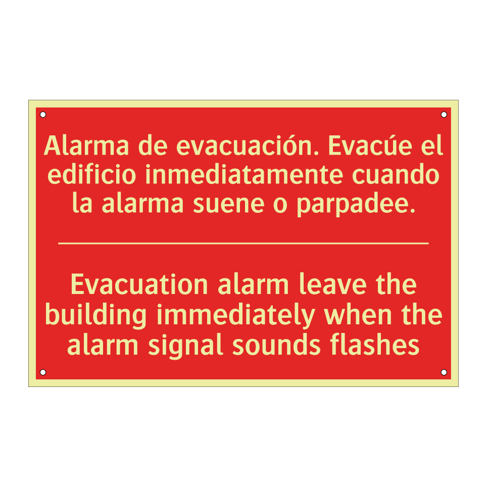 Alarma de evacuación. Evacúe /.../ - Evacuation alarm leave the /.../