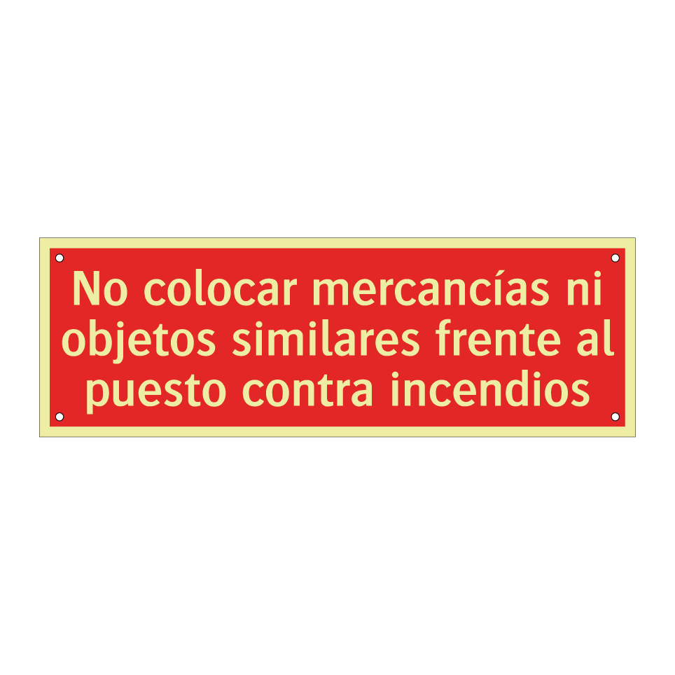 No colocar mercancías ni objetos similares frente al puesto contra incendios
