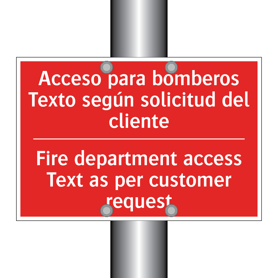 Acceso para bomberos Texto /.../ - Fire department access Text /.../
