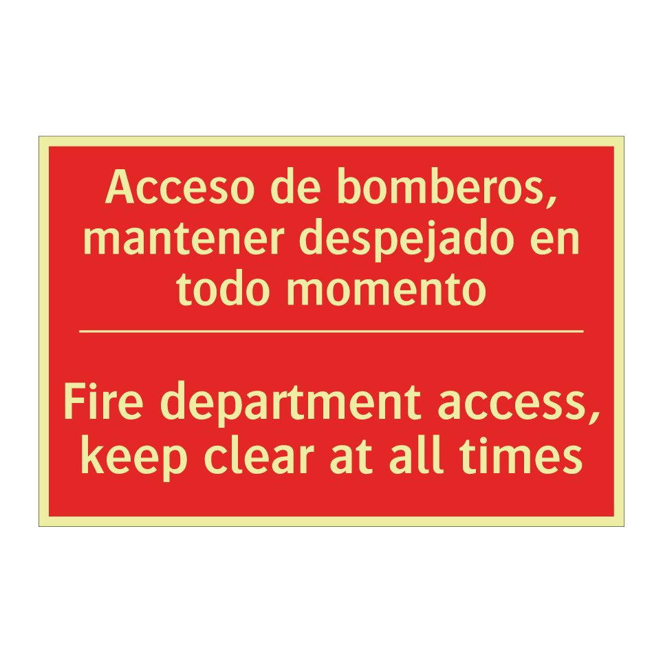 Acceso de bomberos, mantener /.../ - Fire department access, keep /.../