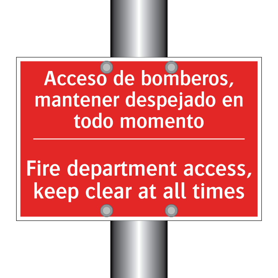 Acceso de bomberos, mantener /.../ - Fire department access, keep /.../