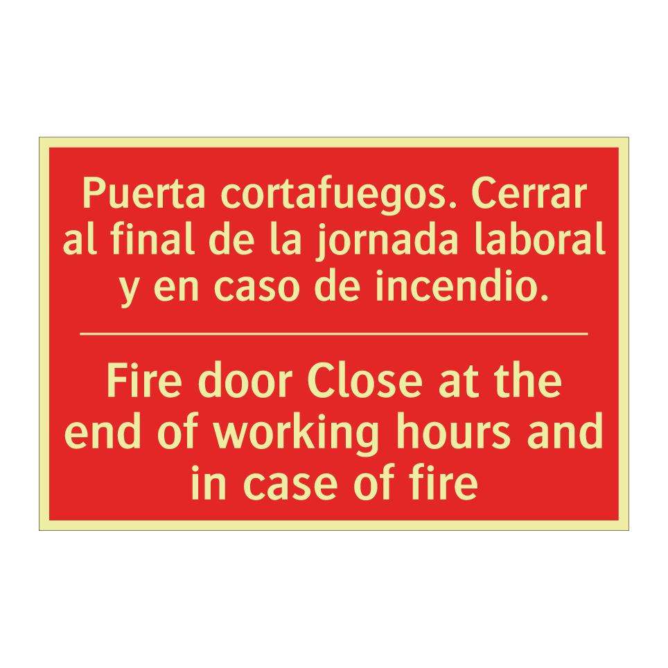 Puerta cortafuegos. Cerrar al /.../ - Fire door Close at the end of /.../