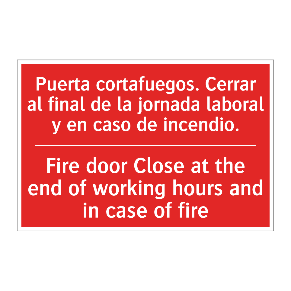 Puerta cortafuegos. Cerrar al /.../ - Fire door Close at the end of /.../