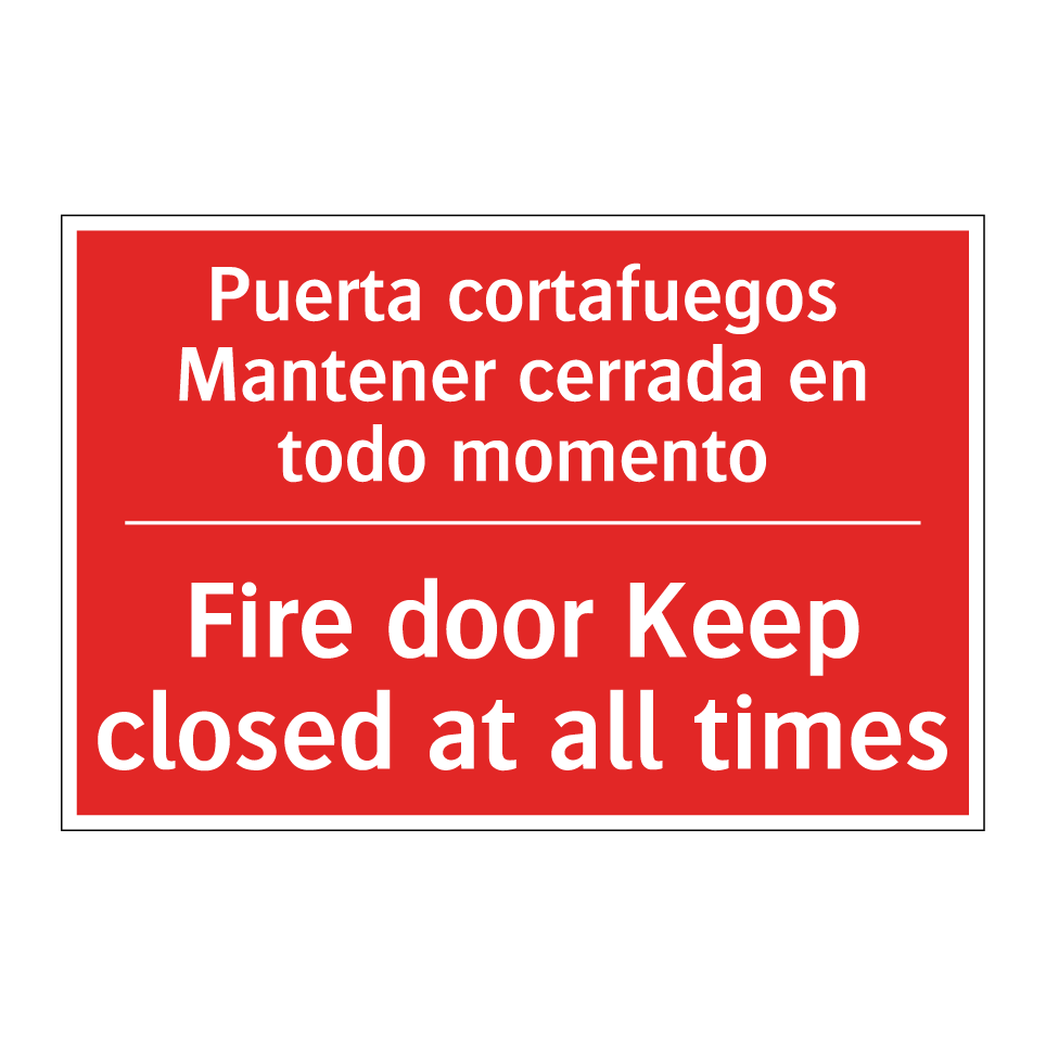 Puerta cortafuegos Mantener /.../ - Fire door Keep closed at all /.../