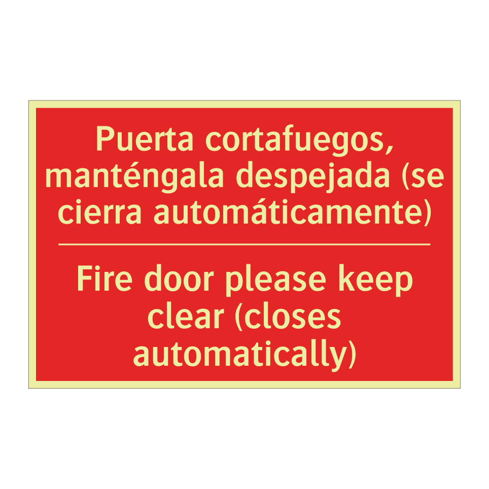 Puerta cortafuegos, /.../ - Fire door please keep clear /.../