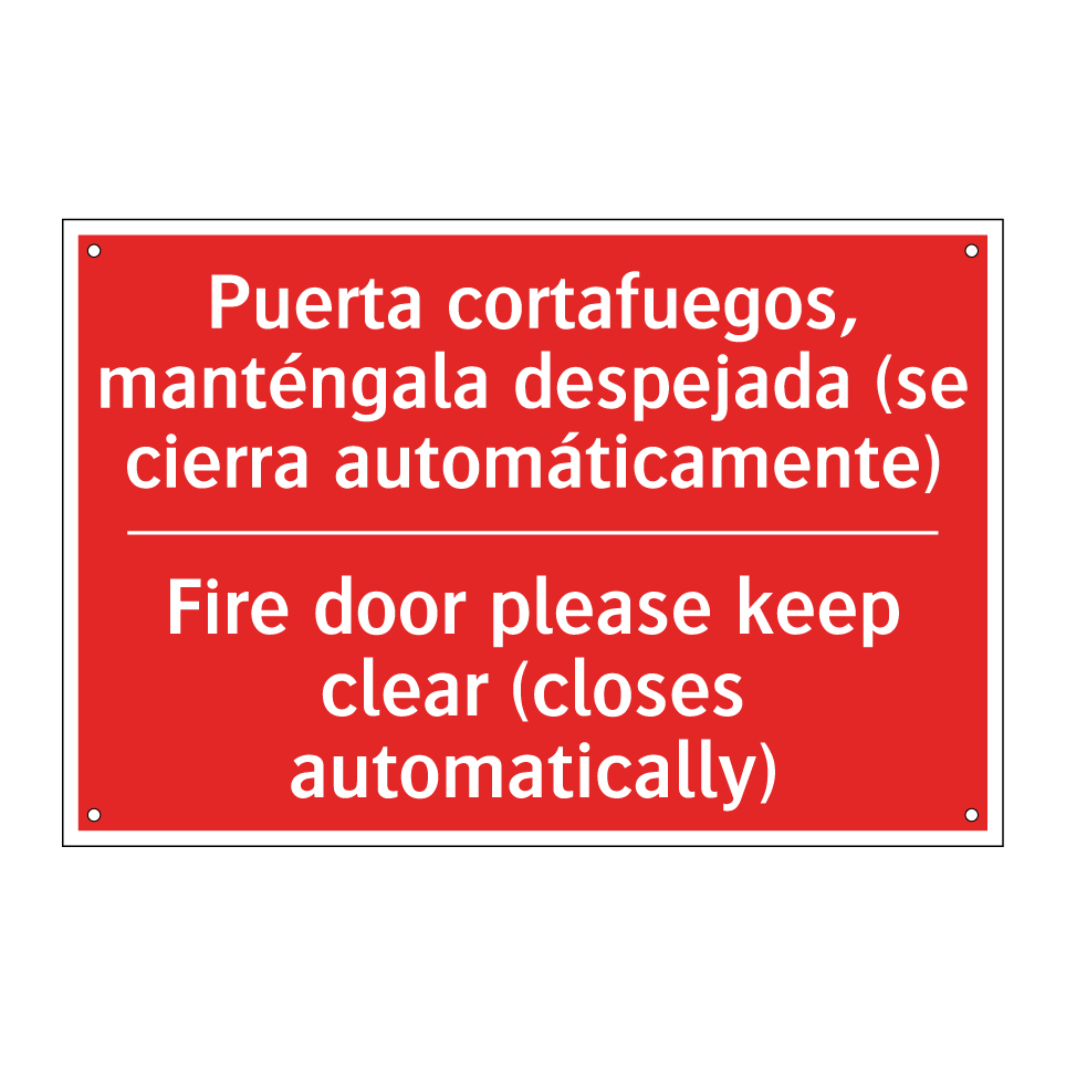 Puerta cortafuegos, /.../ - Fire door please keep clear /.../