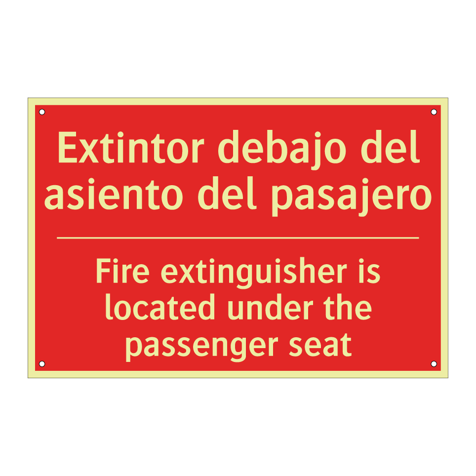 Extintor debajo del asiento /.../ - Fire extinguisher is located /.../
