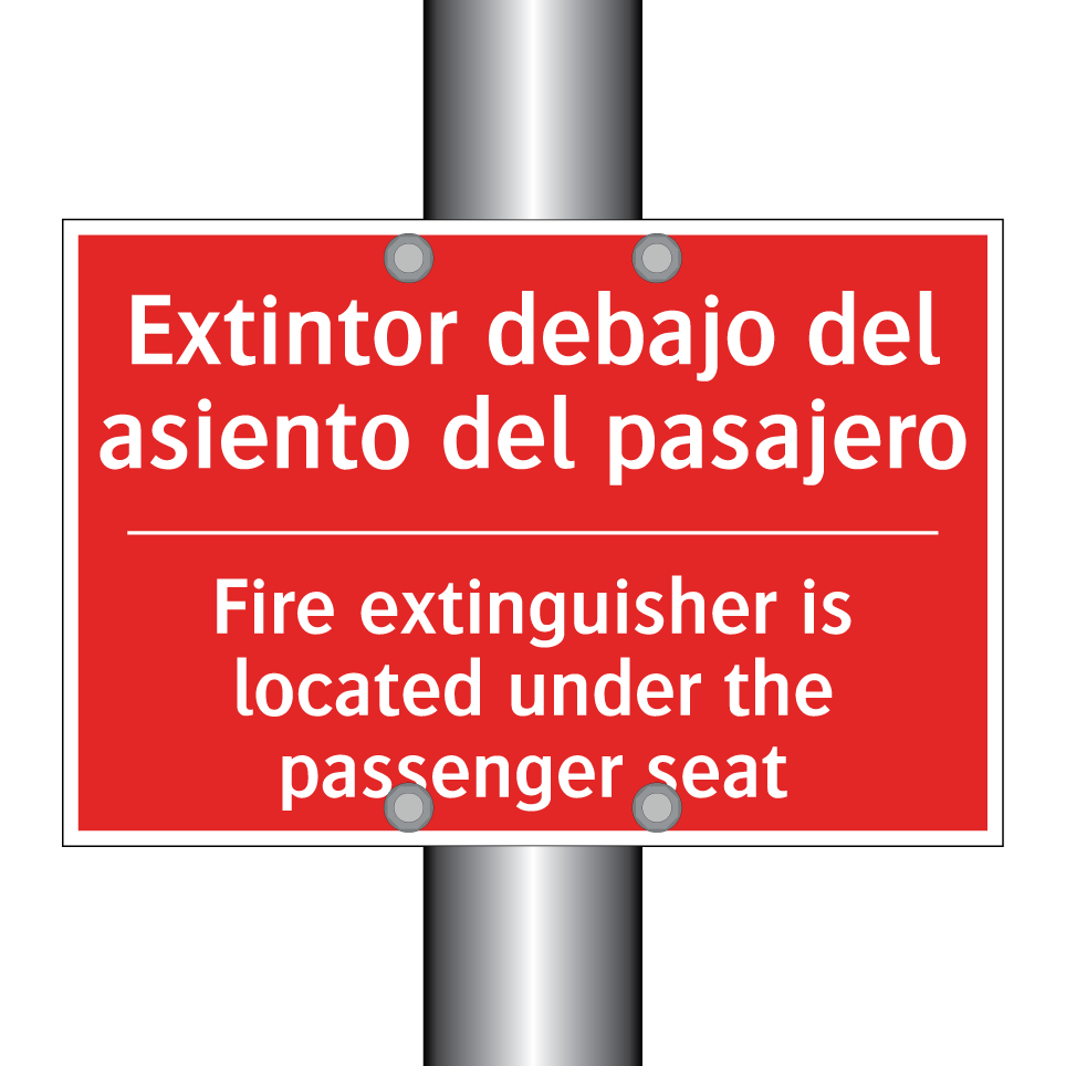 Extintor debajo del asiento /.../ - Fire extinguisher is located /.../