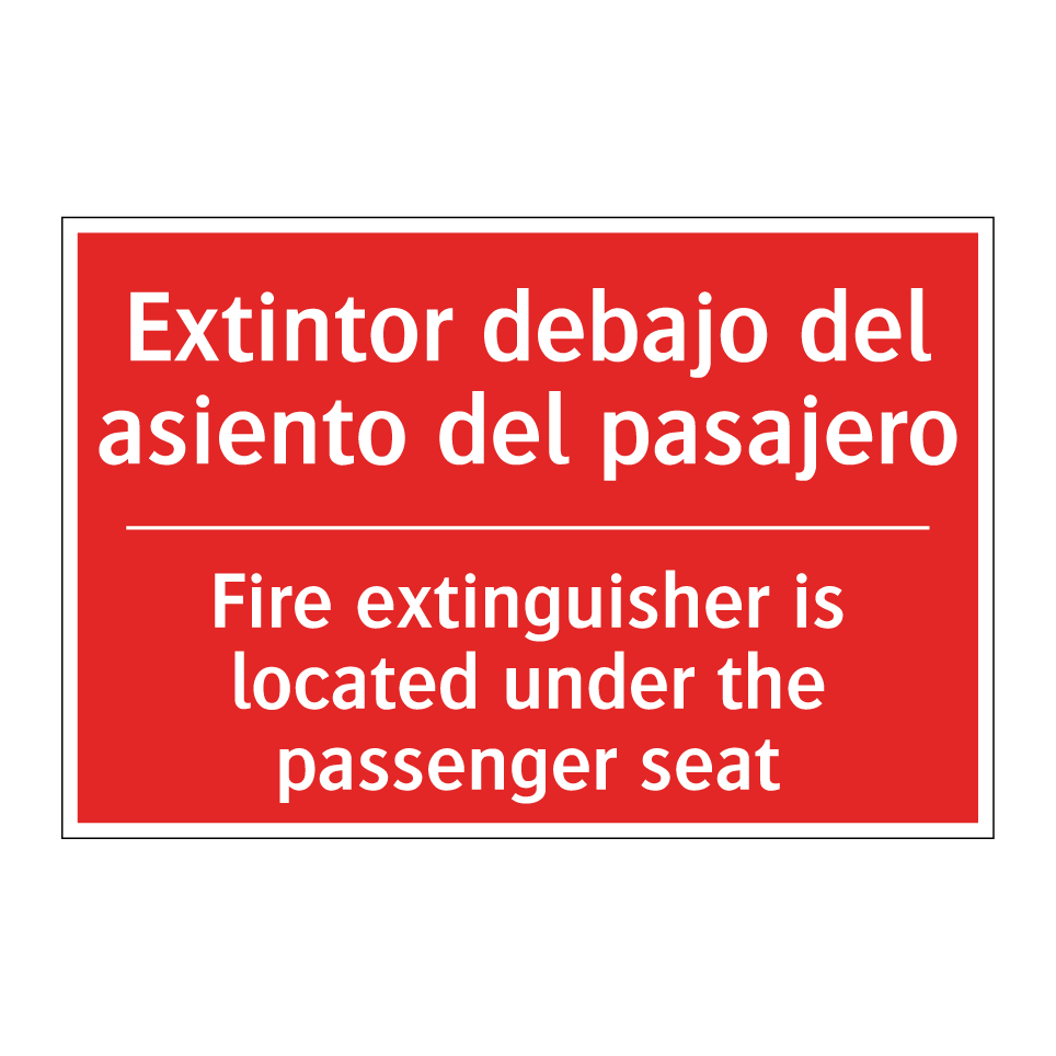 Extintor debajo del asiento /.../ - Fire extinguisher is located /.../