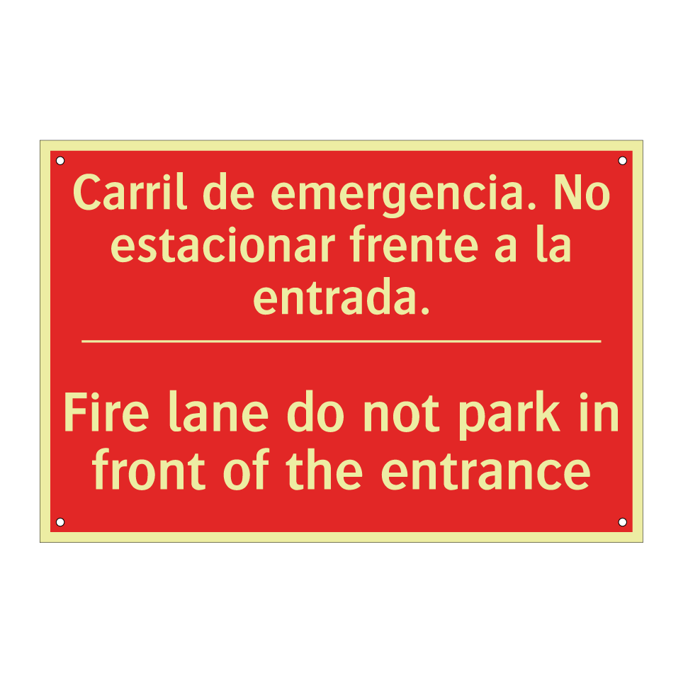 Carril de emergencia. No /.../ - Fire lane do not park in /.../