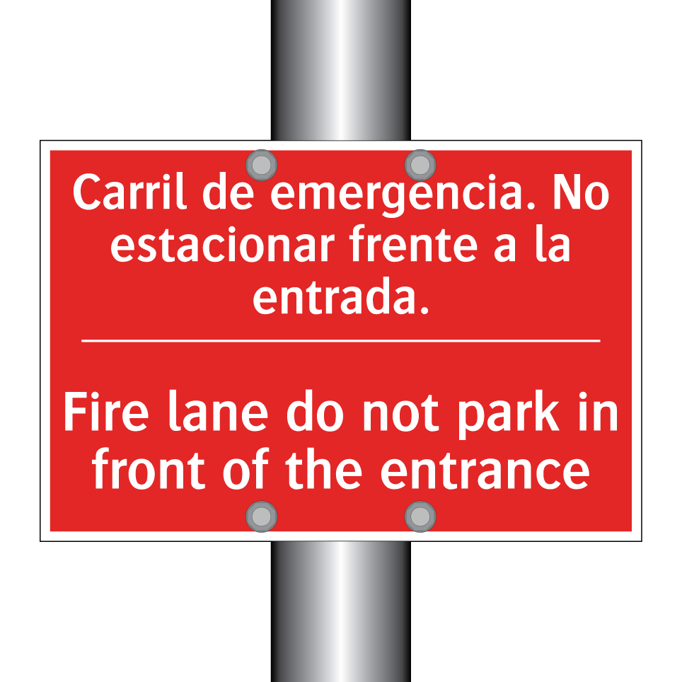 Carril de emergencia. No /.../ - Fire lane do not park in /.../