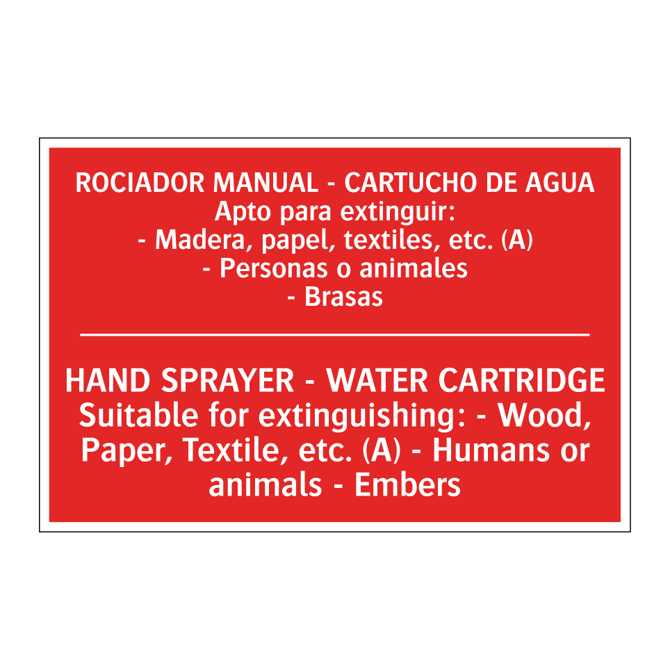 ROCIADOR MANUAL - CARTUCHO DE /.../ - HAND SPRAYER - WATER /.../