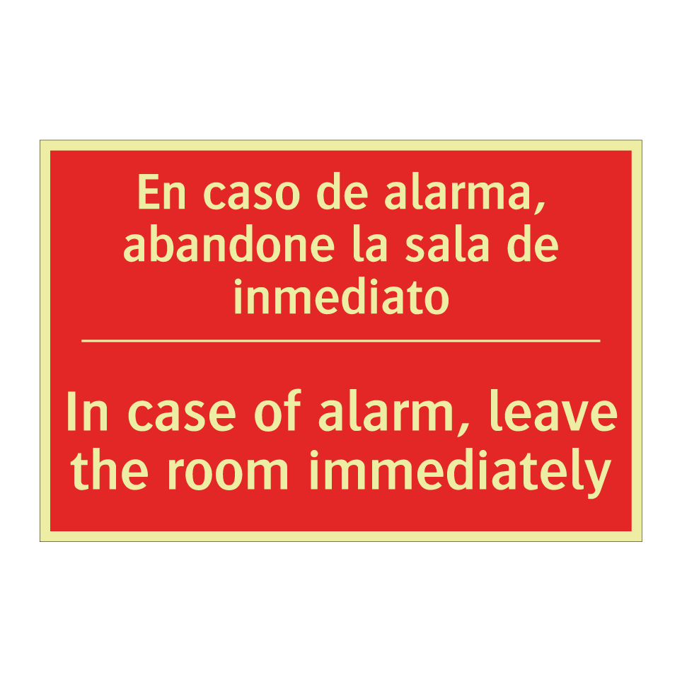 En caso de alarma, abandone /.../ - In case of alarm, leave the /.../