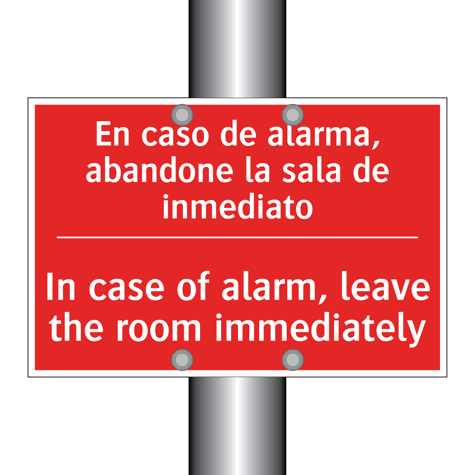 En caso de alarma, abandone /.../ - In case of alarm, leave the /.../