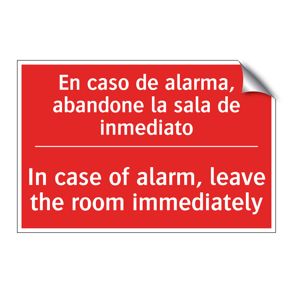 En caso de alarma, abandone /.../ - In case of alarm, leave the /.../