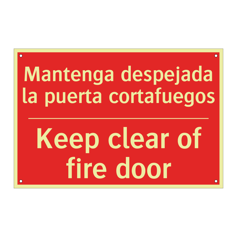 Mantenga despejada la puerta /.../ - Keep clear of fire door