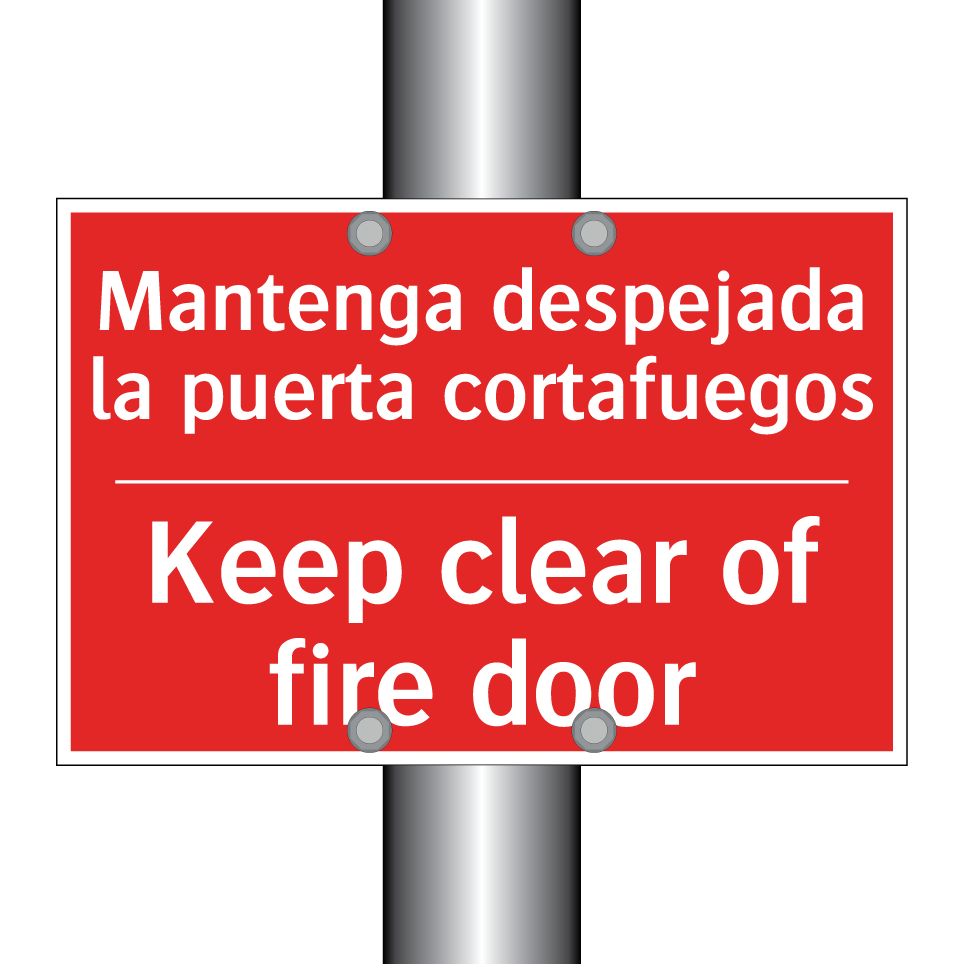 Mantenga despejada la puerta /.../ - Keep clear of fire door
