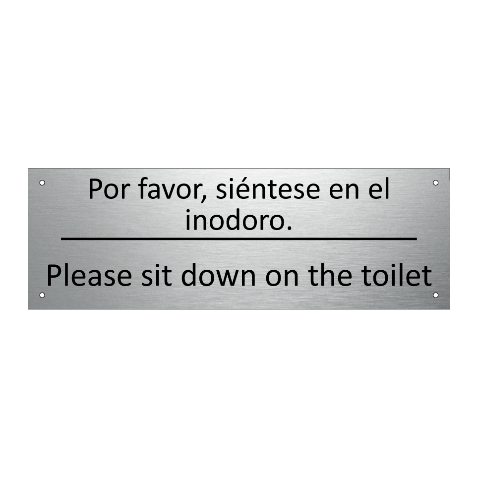 Por favor, siéntese en el /.../ - Please sit down on the toilet