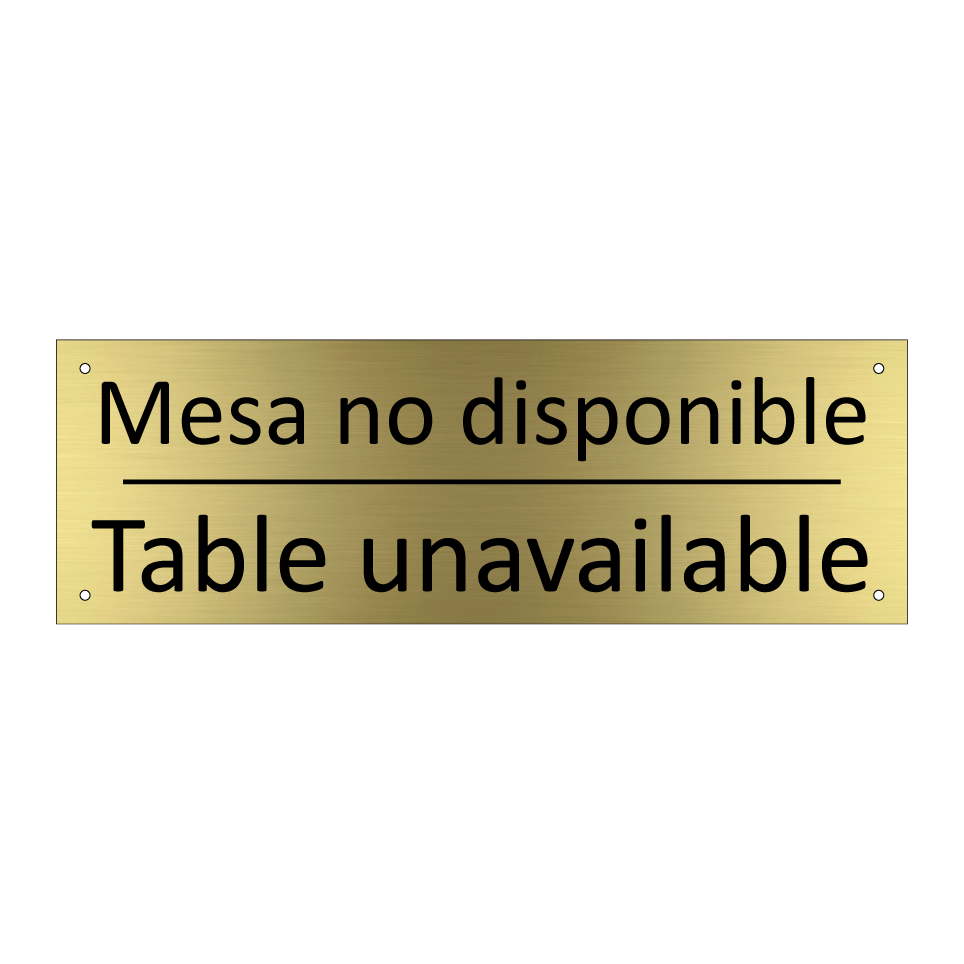 Mesa no disponible - Table unavailable
