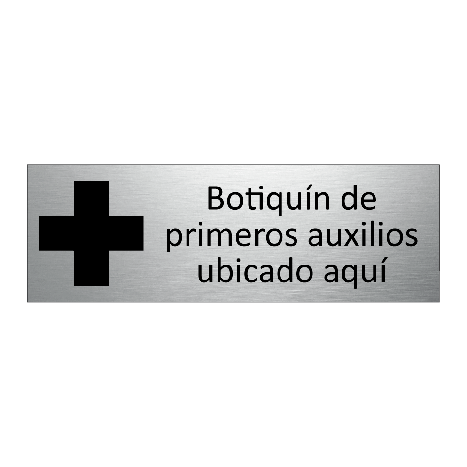 Botiquín de primeros auxilios ubicado aquí