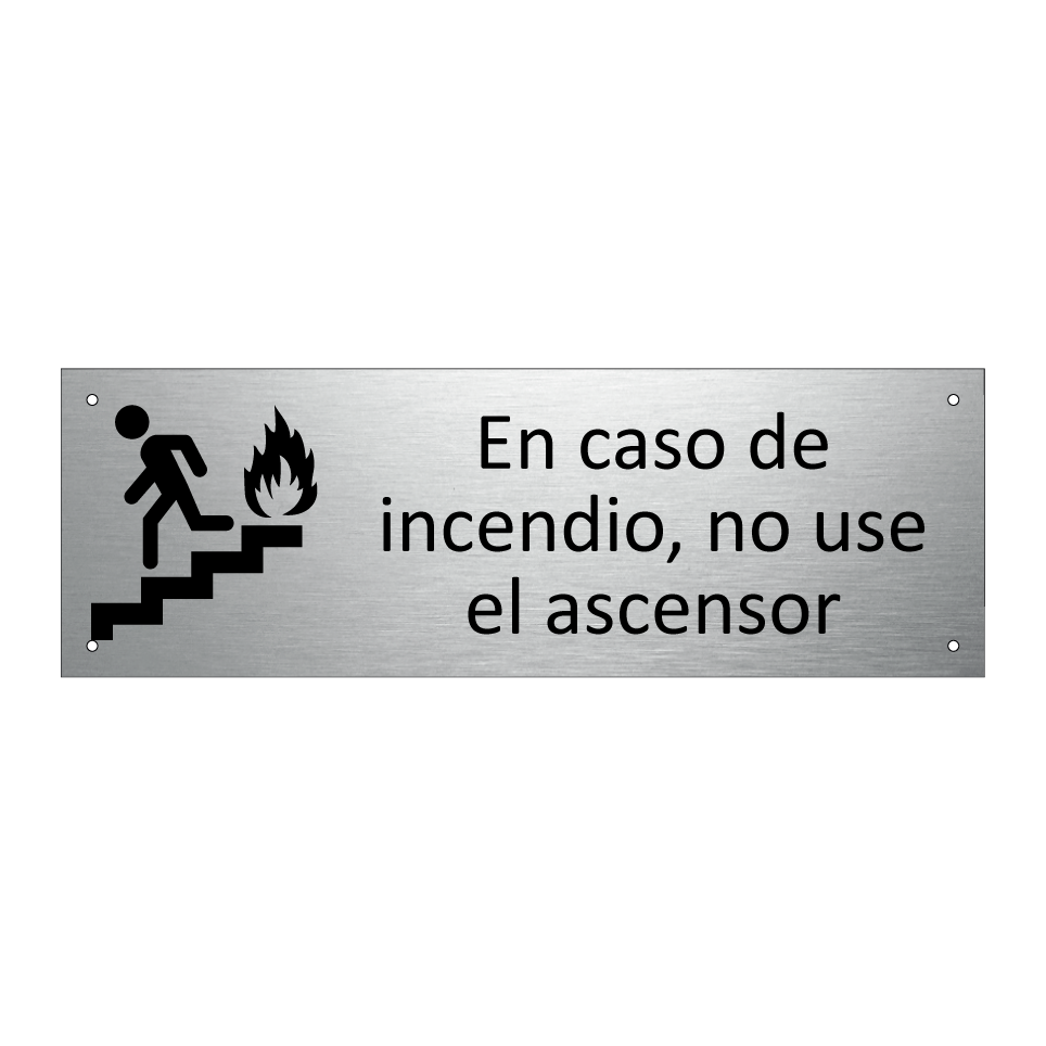 En caso de incendio, no use el ascensor
