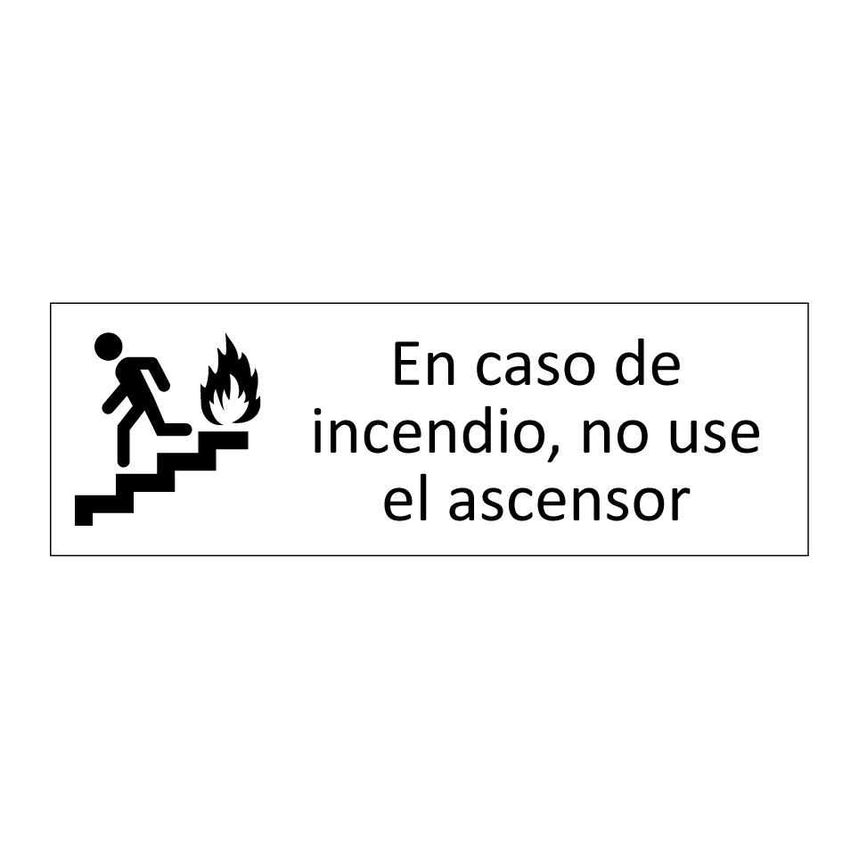 En caso de incendio, no use el ascensor