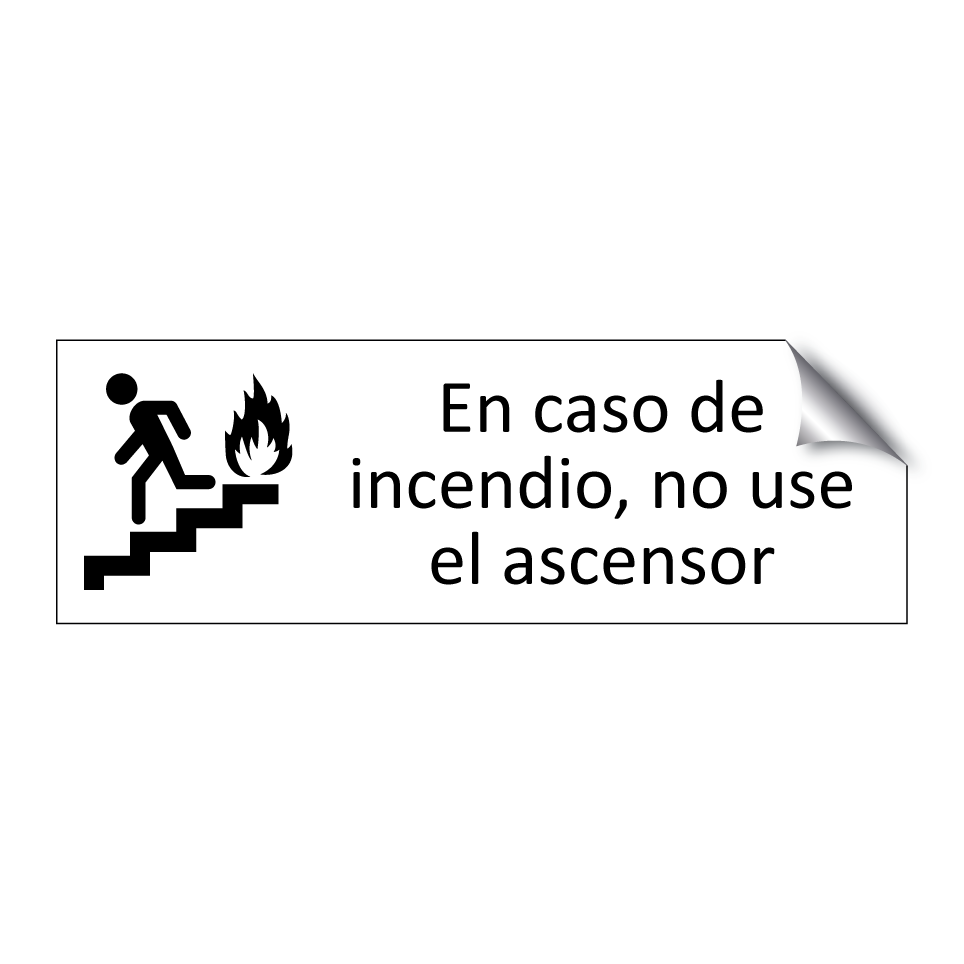 En caso de incendio, no use el ascensor