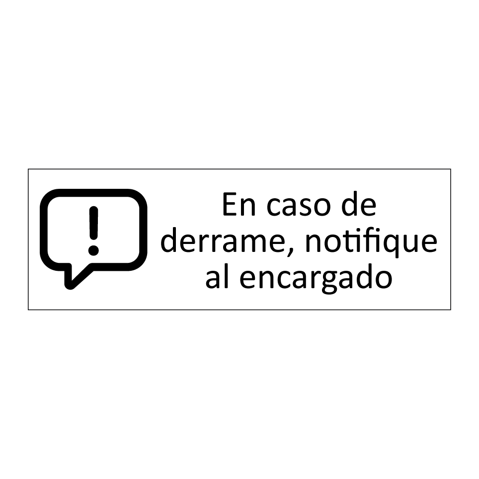 En caso de derrame, notifique al encargado