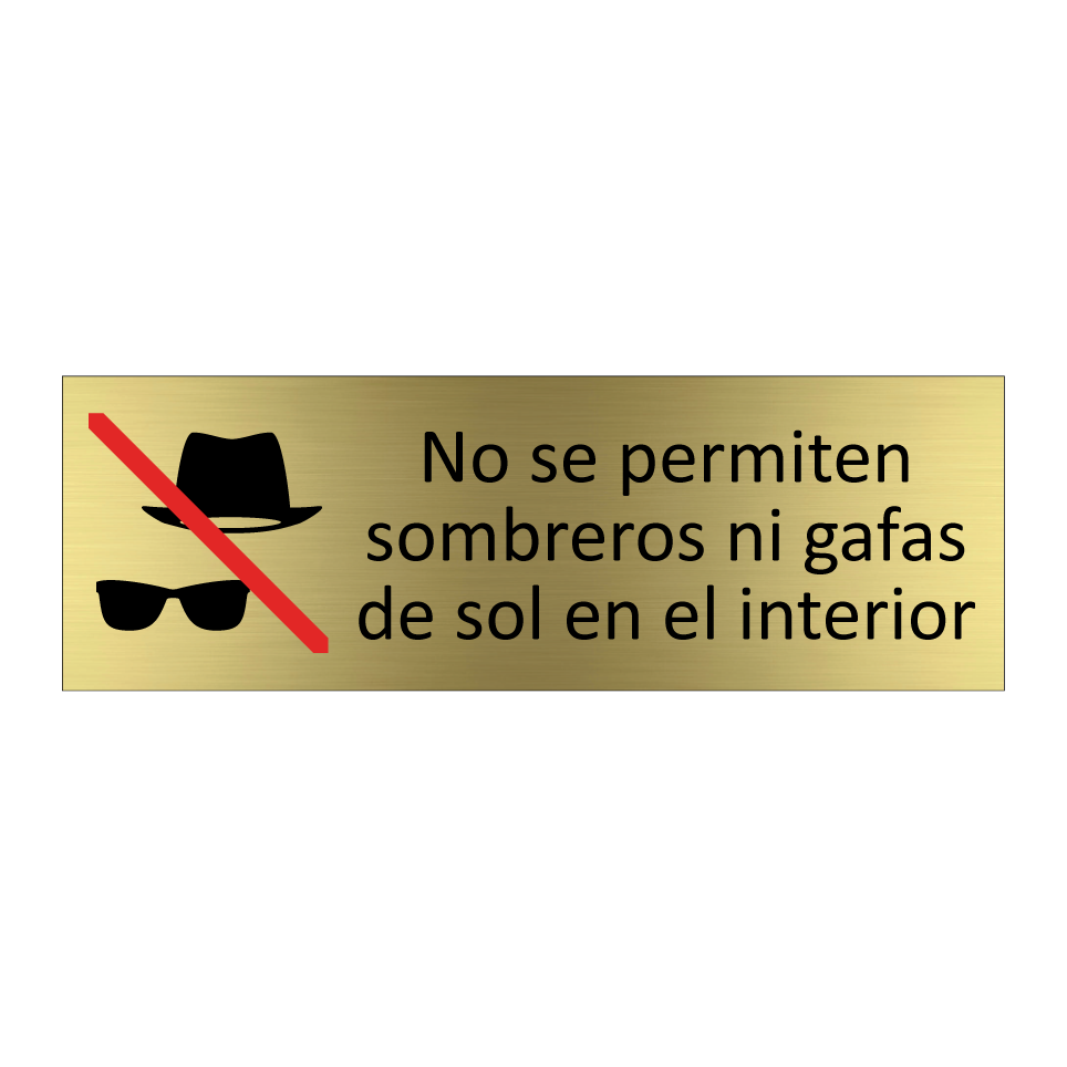 No se permiten sombreros ni gafas de sol en el interior