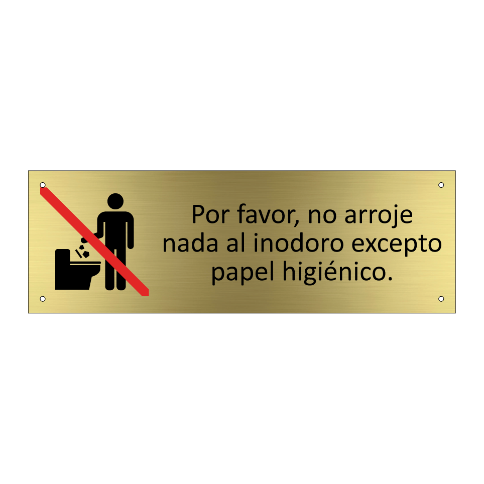 Por favor, no arroje nada al inodoro excepto papel higiénico.