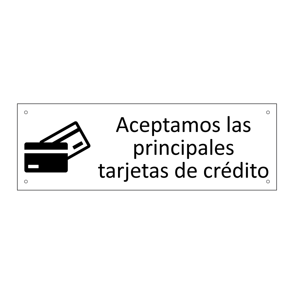 Aceptamos las principales tarjetas de crédito