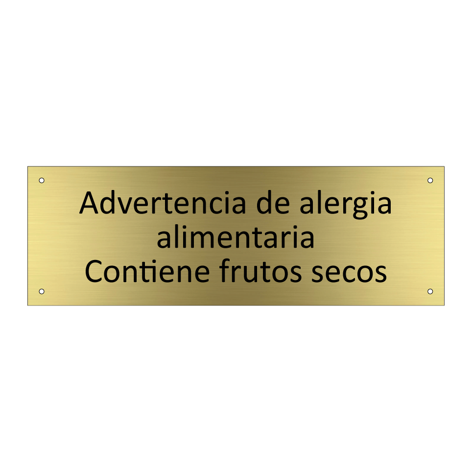 Advertencia de alergia alimentaria
Contiene frutos secos