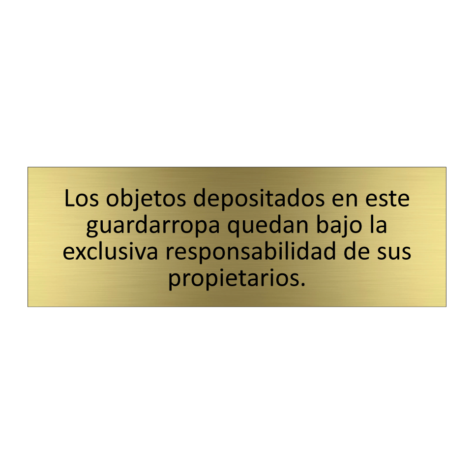 Los objetos depositados en este guardarropa quedan bajo la exclusiva responsabilidad de sus propietarios.