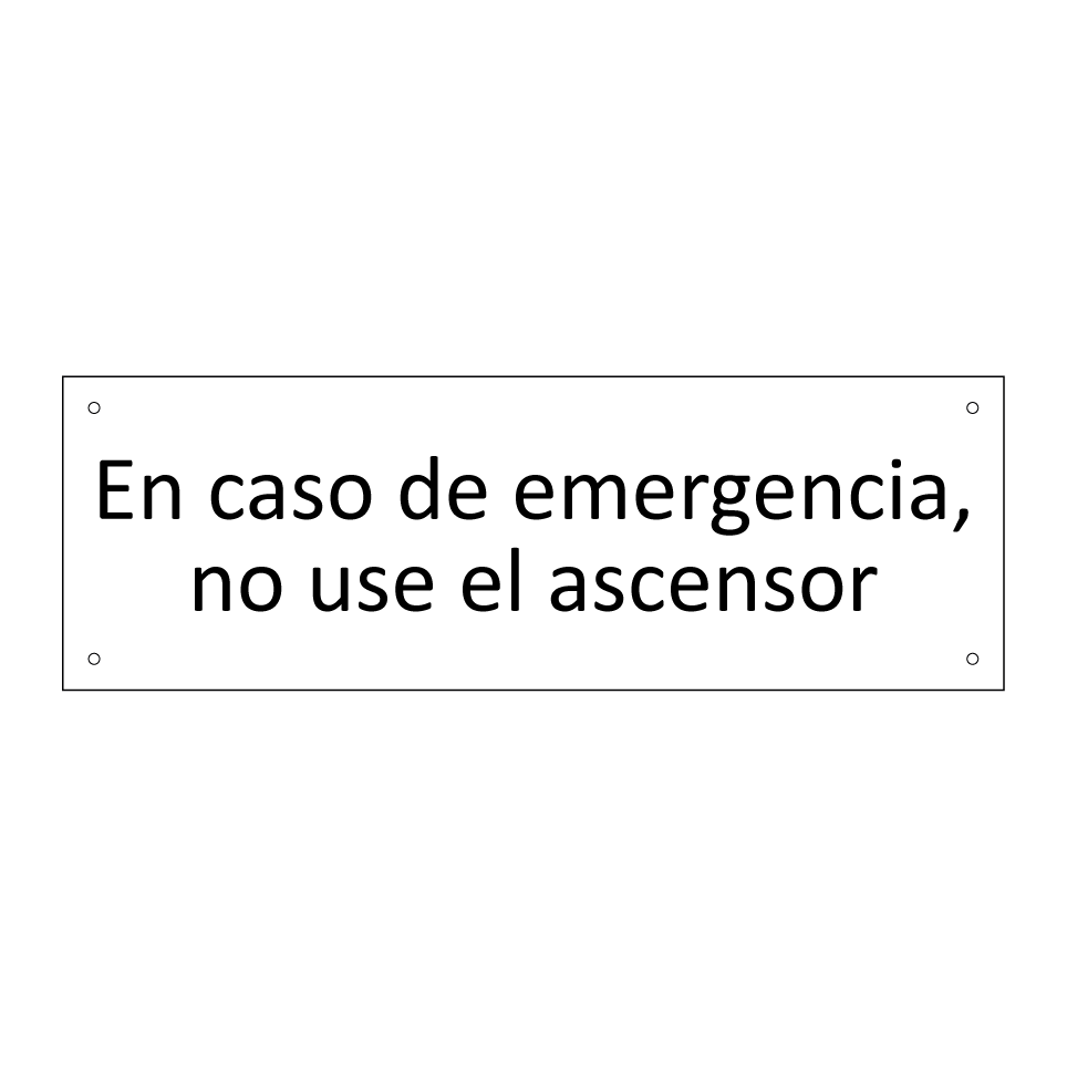 En caso de emergencia, no use el ascensor